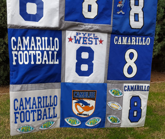 Memory quilt made with sports jersey by Sew4MyLoves image
