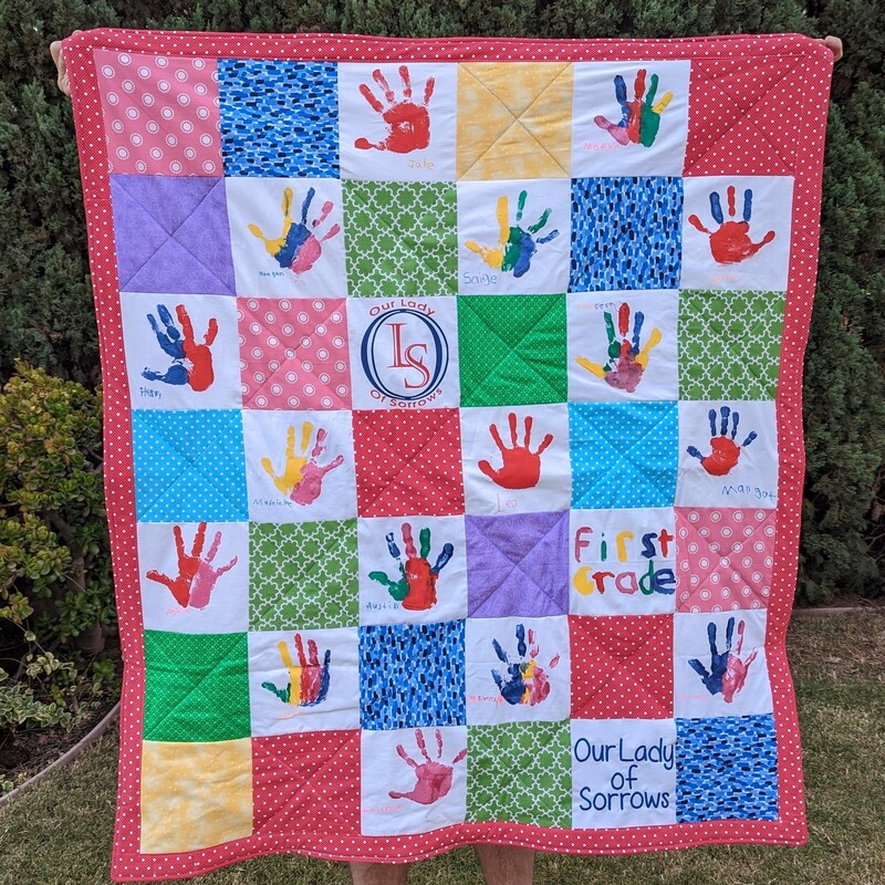 Custom made handprint quilt by Sew4MyLoves